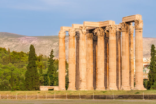 The Temple of Olympian Zeus in Athens, Greece.