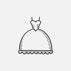 Wedding dress sketch icon.