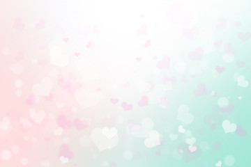 Blur pink white pastel hearts love bokeh wallpaper. Abstract blurred background valentine's day happy concept. Valentines Day Card of february. Glowing corazones red light gradient.