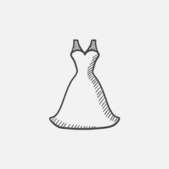 Wedding dress sketch icon.