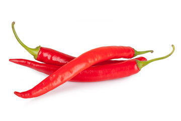red chili or chilli cayenne pepper isolated on white background
