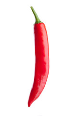 red chili or chilli cayenne pepper isolated on white background.