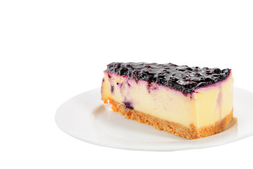 Blueberry cheesecake on with background with clipping path