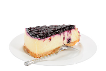 Blueberry cheesecake on with background with clipping path