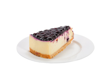 Blueberry cheesecake on with background with clipping path