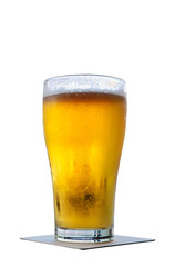 Glass of beer isolated on white background with clipping path