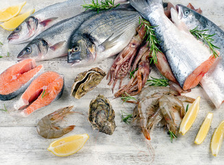 Raw seafood. Healthy diet eating.