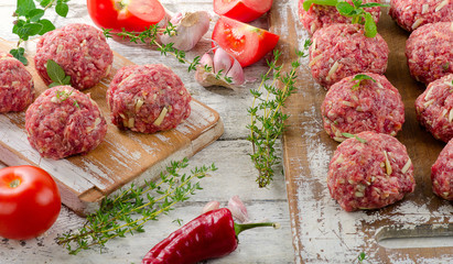 Homemade meatballs with herbs and cheese