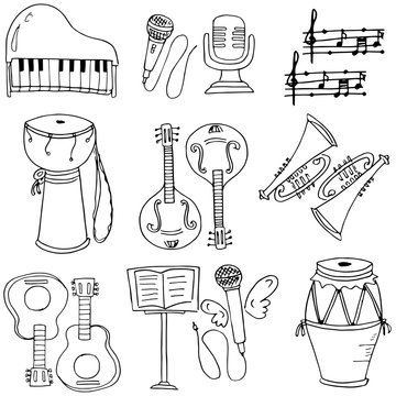 Hand draw element music doodles