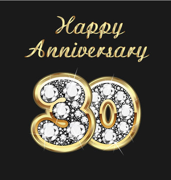 30 years anniversary birthday in gold and diamonds