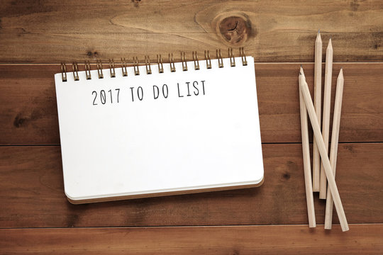 2017 to do list on blank notebook paper background
