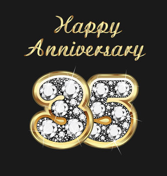 35 years anniversary birthday in gold and diamonds