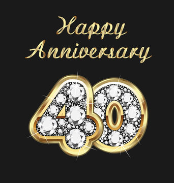 40 years anniversary birthday in gold and diamonds