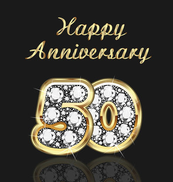 50 years anniversary birthday in gold and diamonds