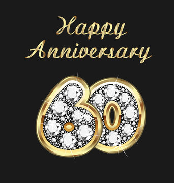 60 years anniversary birthday in gold and diamonds