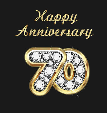 70 years anniversary birthday in gold and diamonds
