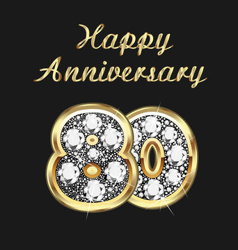 80 years anniversary birthday in gold and diamonds