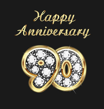 90 years anniversary birthday in gold and diamonds