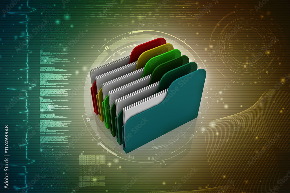 Poster 3d rendering folder with documents