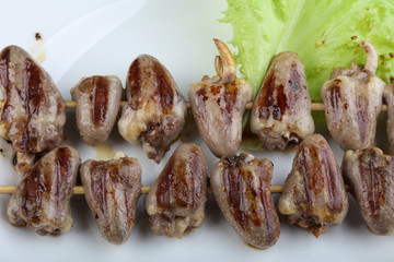 Chicken hearts skewer