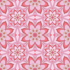 Floral seamless pattern in gentle soothing pink colors. Perfect for bathroom design, children's room. Vector background