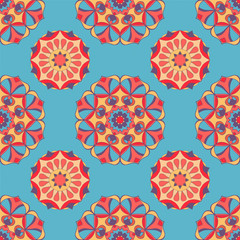 Seamless pattern with beautiful mandalas for your design. Vector background