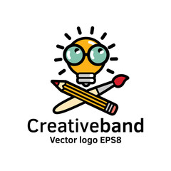Creative band color logo icon art symbol bulb.