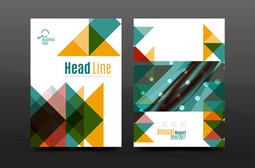 Colorful geometry design annual report a4 cover brochure template layout, magazine, flyer or leaflet booklet