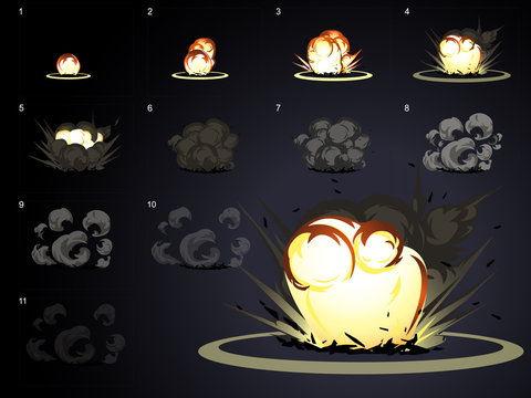 Big explosion effect animation.