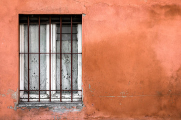 Window on orange wall