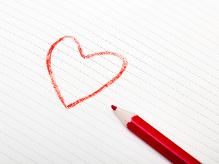 heart drawing on white paper background
