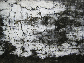 Cracked White colored wall exposed to open air forms texture
