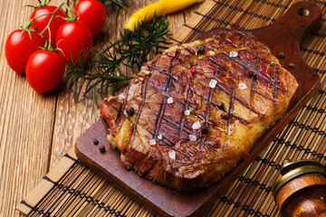 Grilled beef steak with spices.