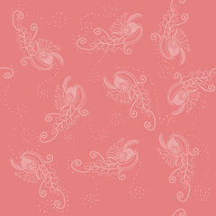 Seamless vector floral pattern on pink background