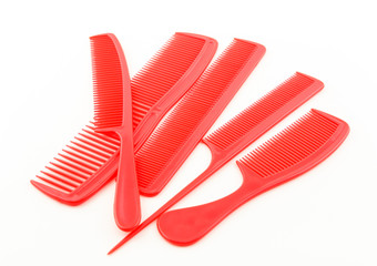 collection of combs on white background