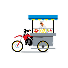 Vector Street Food Store Cartoon Illustration.