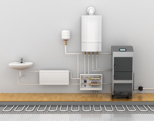 underfloor heating, heating systems in home. 3d illustration