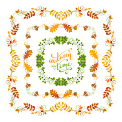Vector autumn leaves frames.