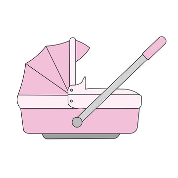 Vettoriale Stock Pink cartoon baby carrier newborn baby girl. | Adobe Stock