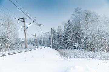 Snow covered railway crossing
