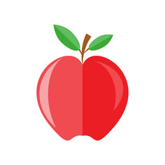 red apple with branch and leaves