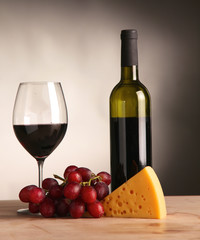 bottle of wine and glass on the table