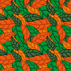 Naklejka na ściany i meble Seamless pattern with falling leaves. Vector clip art.