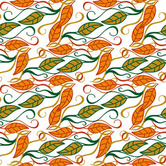 Seamless pattern with falling leaves. Vector clip art.