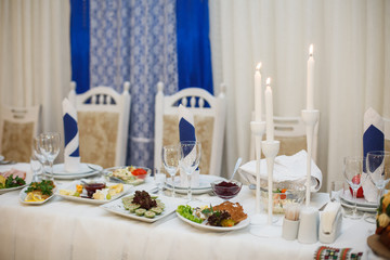 The decorations for wedding table
