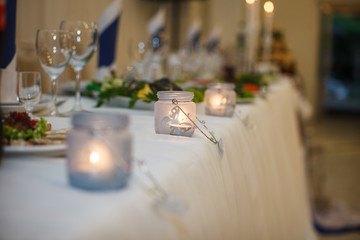 The decorations for wedding table