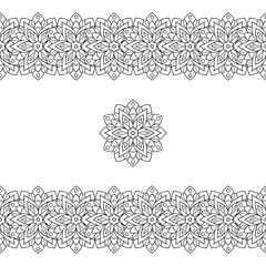 Horizontal black seamless ethnic pattern or tribal pattern. Vector illustration.