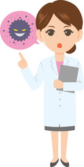 白衣の女性 吹き出し ウイルス