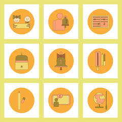 Collection of back to school items in flat style first day of school