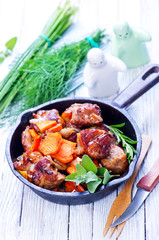 fried meat with vegetables